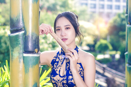 Fashion lifestyle portrait of young asian woman photo