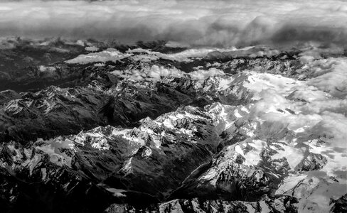 Glacier landscape monochrome photo