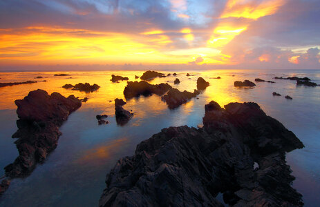 Sunset over the Ocean Rocks photo