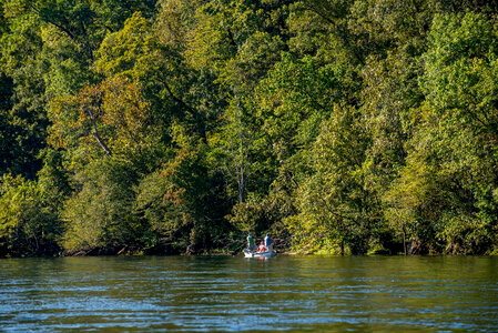 Group fishing in drift boat on White River photo