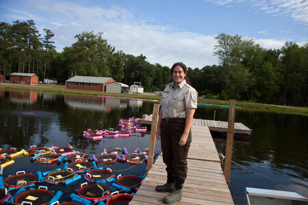 Biologist with floating basket-2
