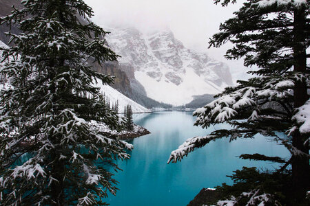 Winter Mountain Landscape with Lake photo