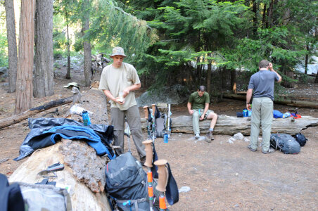 Getting camping gear together for hike