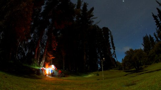 Weekend bonfire camping photo