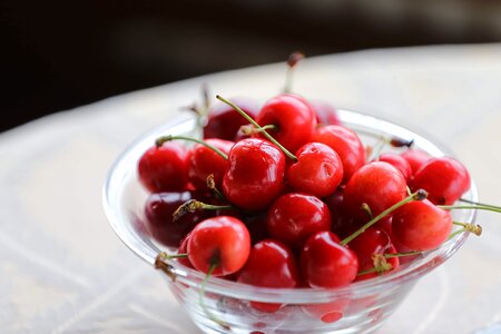 Bowl crystal cherries photo