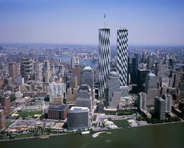 Battery Park City and the former Twin Towers photo