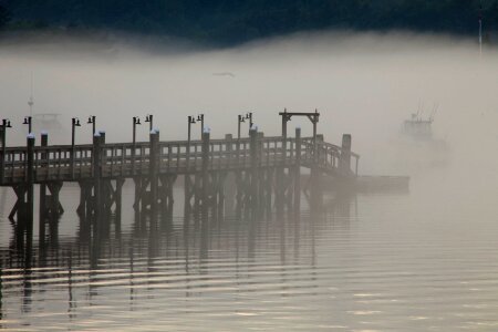 Fog lake river photo