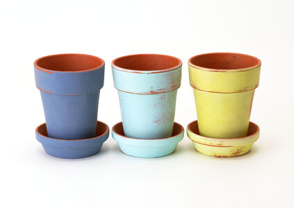 Empty earthenware terracotta flower pots photo