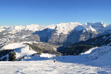 Ski slope in Samoens Village French Alps