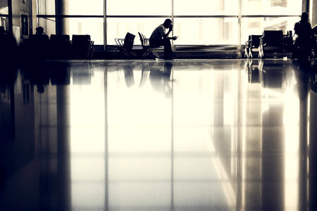 A guy waiting at the airport photo