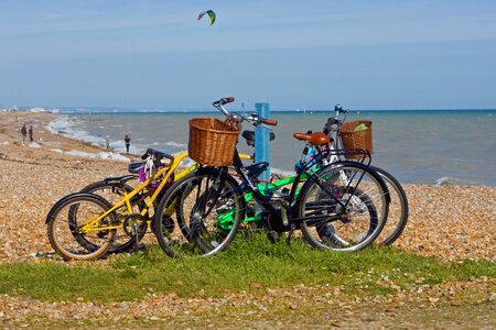 Bikes parked seaside