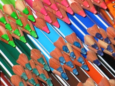 Color pointed crayons photo