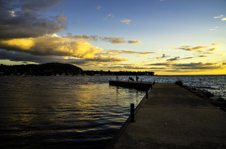 Dusk on the Pier at Peninsula State Park, Wisconsin photo