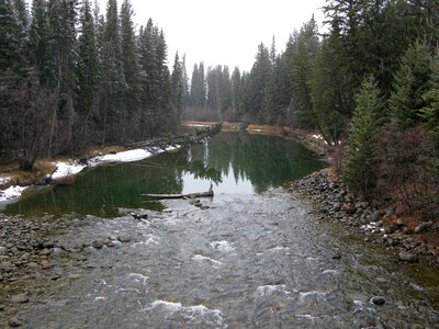 Miette River landscape in the winter at Jasper National Park, Alberta, Canada photo