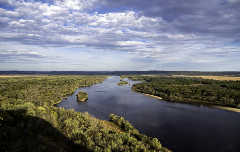 Landscape Valley of the Wisconsin River under the sky and clouds photo