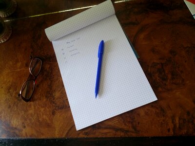 Notebook pen glasses