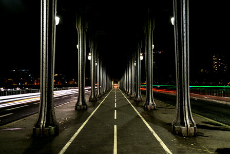 Bridge Bir-Hakeim at Night, Paris, France photo