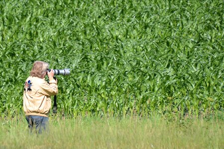 Telephoto lens man field