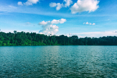 Blue sky with natural lake