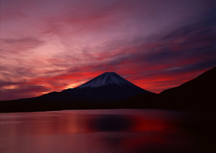 Silhouette of Mount Fuji from the clouds