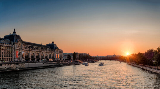 Sunset on the Seine in Paris, France photo