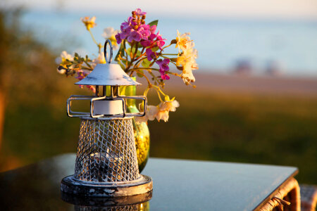 Candle Holder And Flowers photo
