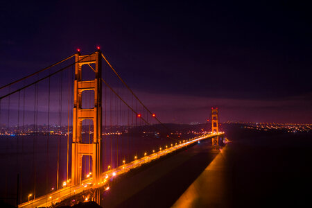 Golden Gate Bridge at Night in San Francisco, California photo