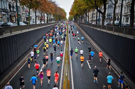 People in a race in Brussels, Belgium photo