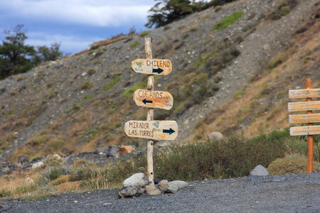 Sign showing the directions and hiking trails