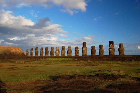 Moai facing inland at Ahu Tongariki