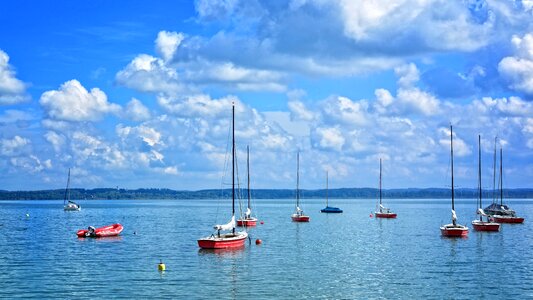 Boat masts masts lake photo