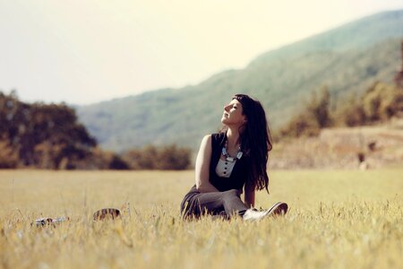 Girl laying nature