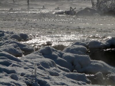 Watercourse winter hoarfrost photo
