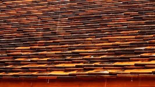 Temple roof the tiles the rainy season photo