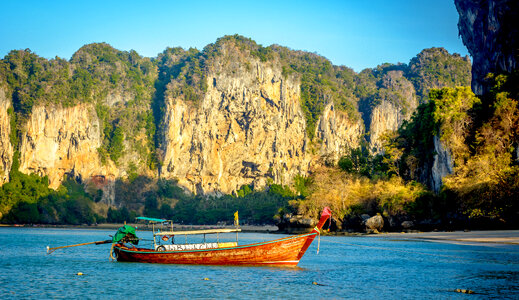 Sailing in the landscape of Thailand on the River photo
