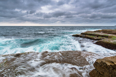 Stormy Ocean with unrest sea and waves photo