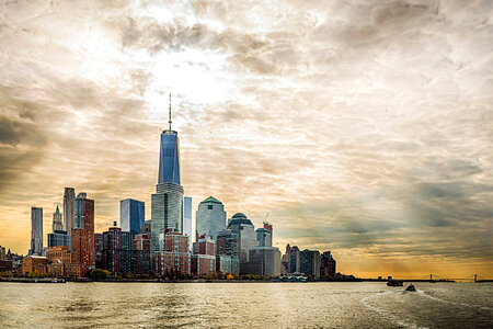 Sunlight shining down on the skyscrapers in Manhattan, New York photo