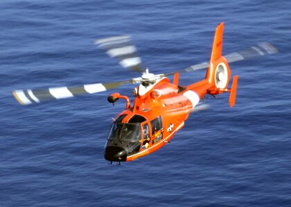 A Coast Guard HH-65A Dolphin rescue helicopter photo