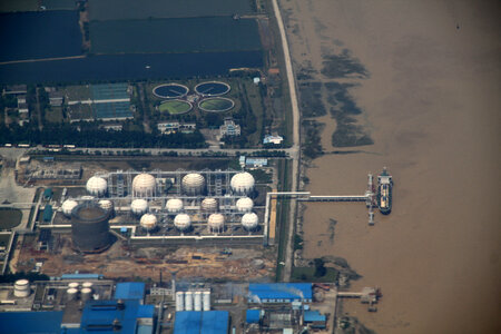 Shenzhen Harbor and industrial aerial view
