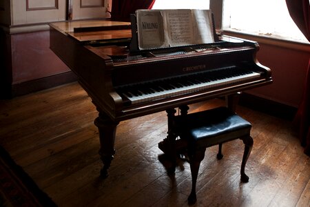 Sheet-music oak flooring brown piano photo