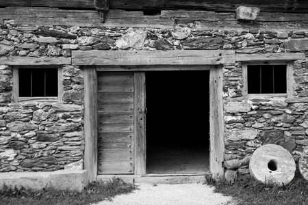 Random rubble stonework cattle stall austria