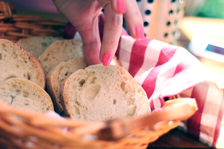 Visit in the restaurant and tasting bread photo