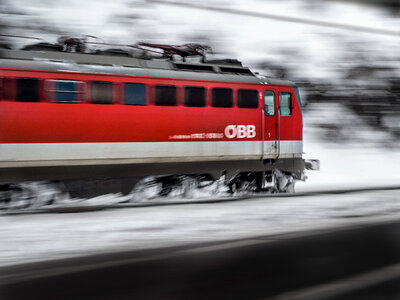 Riding Red Train Motion Blur photo