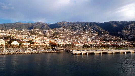 Funchal, Madeira Island, Portugal city and mountains photo