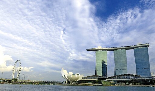 Singapore flyer singapore river blue sky photo