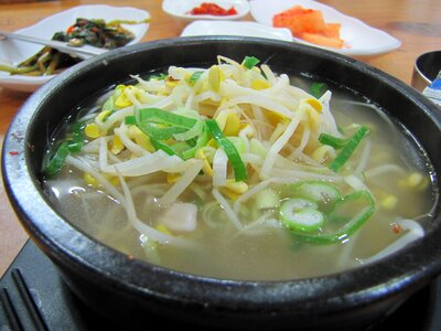 Bean sprouts soup with rice food jeonju photo