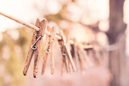 Wooden clothes line washing line photo