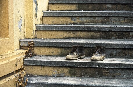 From the shoes tilted stairs photo