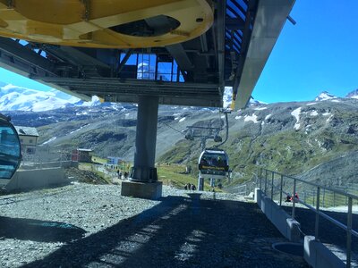 Cable car with Matterhorn in mountains near Zermatt photo
