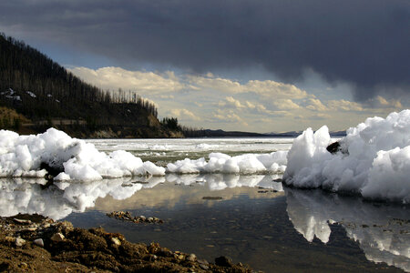 Yellowstone Lake in the winter at Yellowstone National Park, Wyoming photo
